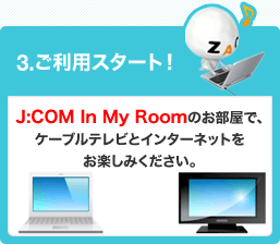 3.ご利用スタート！J:COM In My Roomのお部屋で、ケーブルテレビとインターネットをお楽しみください。