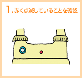 赤く点滅していることを確認